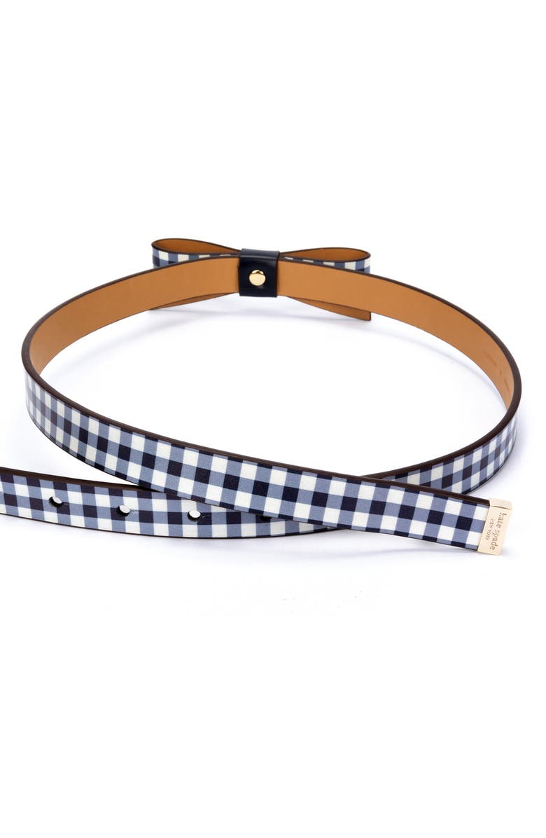 Kate Spade New York gingham print bow belt, Alternate, color,
