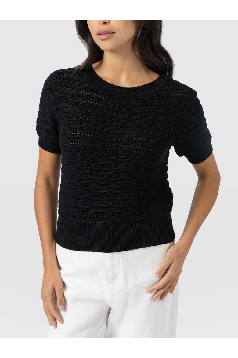 Ester Short Sleeve Knit, Alternate, color, Black