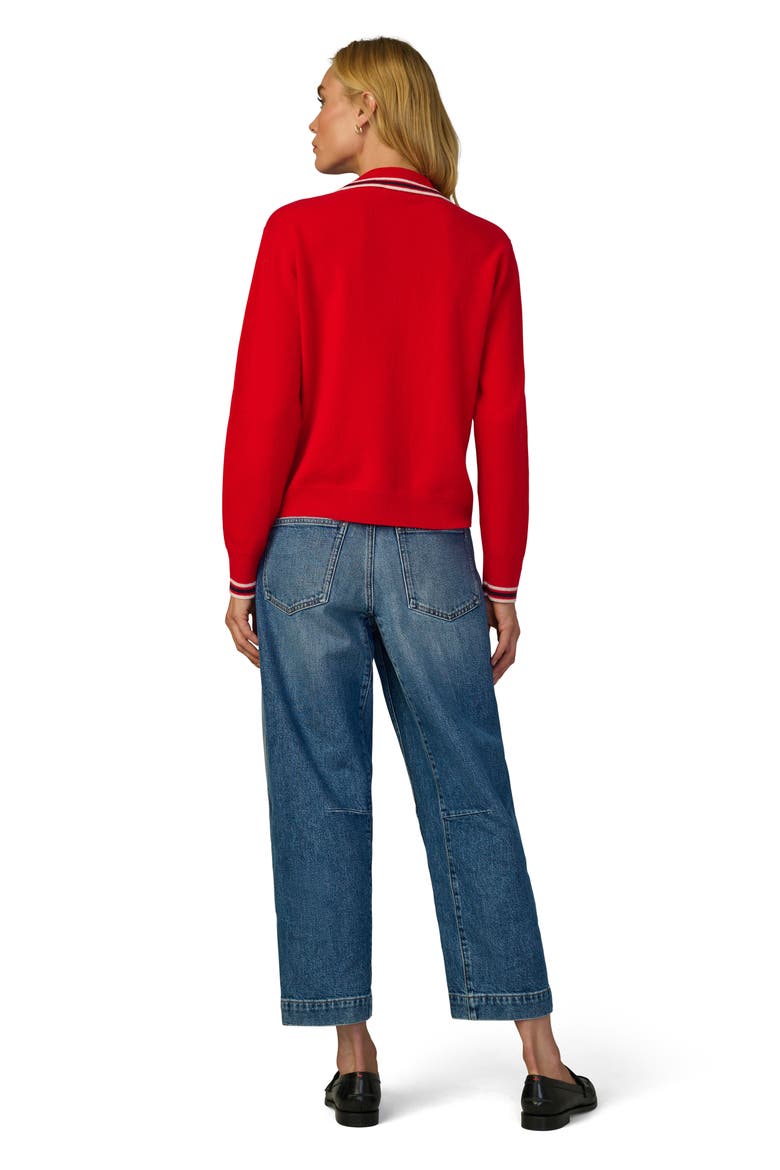 Tipped Cashmere Polo Sweater, Alternate, color, CHERRY RED