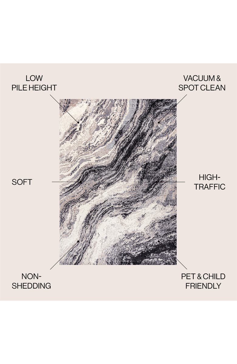 JONATHAN Y Kassia Contemporary Glam Abstract Marble Area Rug, Alternate, color, Charcoal/Cream