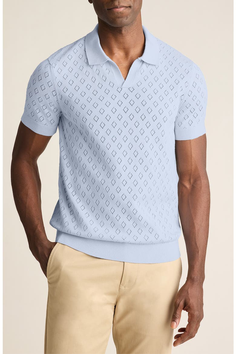 Johnny Collar Pointelle Knit Polo, Main, color, BABY BLUE