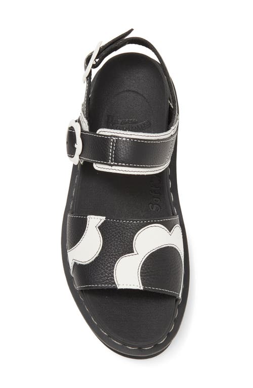 Dr. Martens' Dr. Martens Voss Mono Floral Slingback Sandal In Black/white Pisa