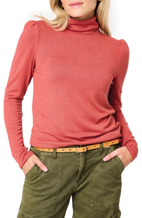 Puff Sleeve Rib Turtleneck