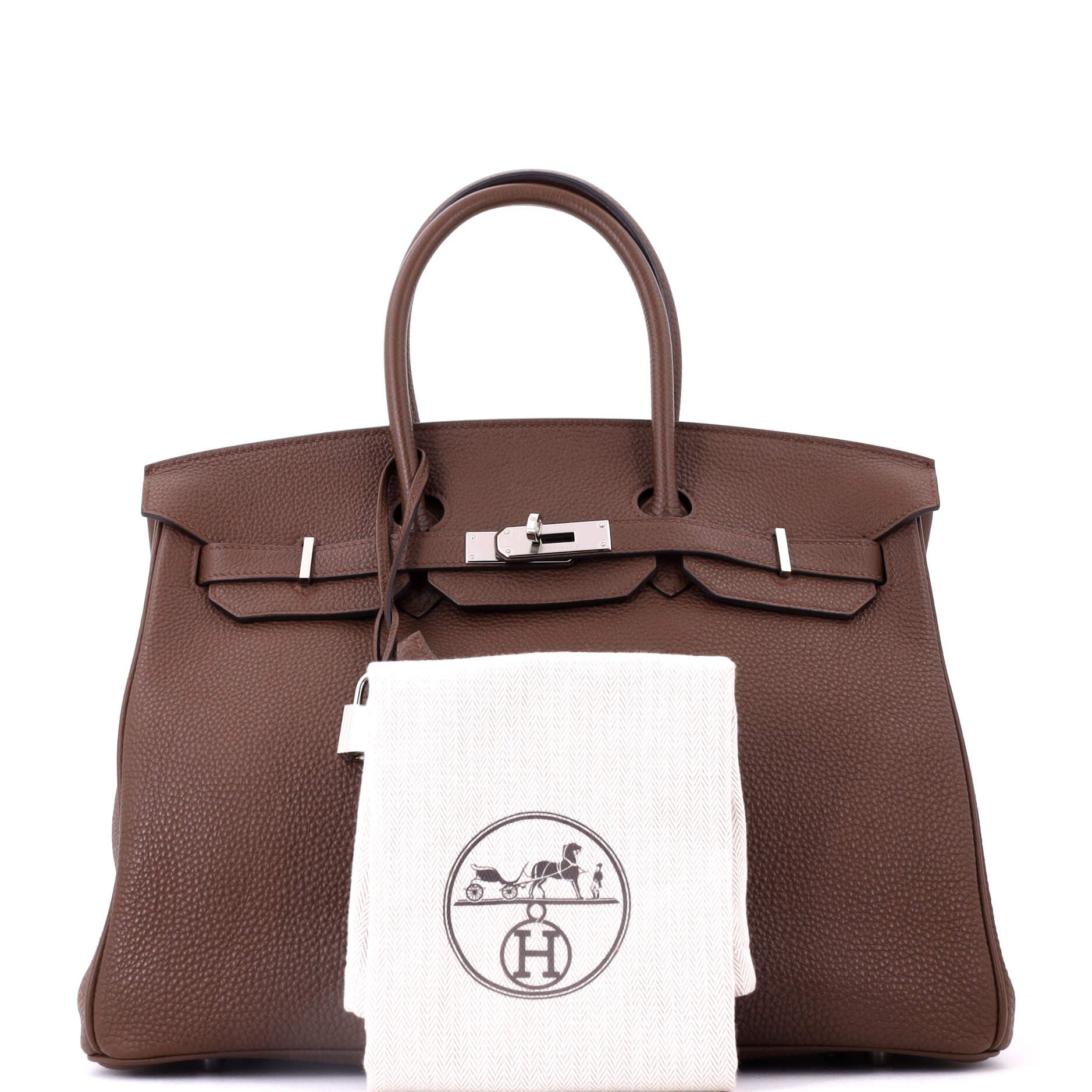 Pre-Owned Hermes Birkin Handbag Brown Togo with Palladium Hardware 35, Alternate, color, Brulee