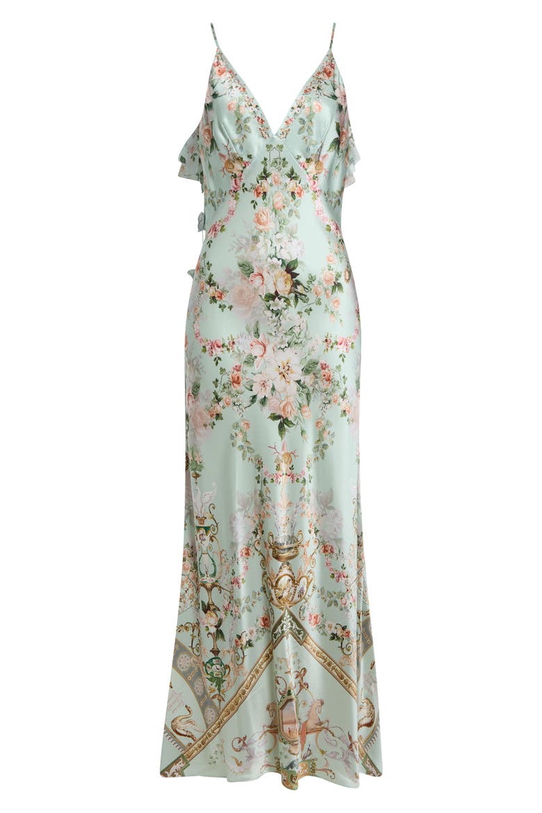 Wildflower Wunderland V Neck Silk Slip Dress, Main, color, WILDFLOWER WUNDERLAND