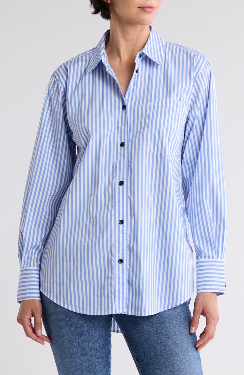 7 For All Mankind Everyday Button-Down Shirt, Main, color, Blue White Stripe