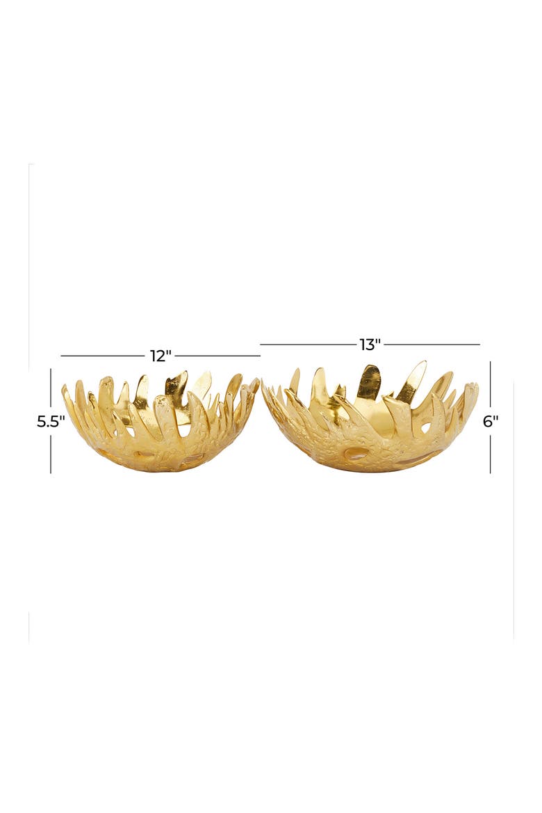 Goldtone Aluminum Contemporary Abstract Decorative Bowl - Set of 2, Alternate, color, GOLD