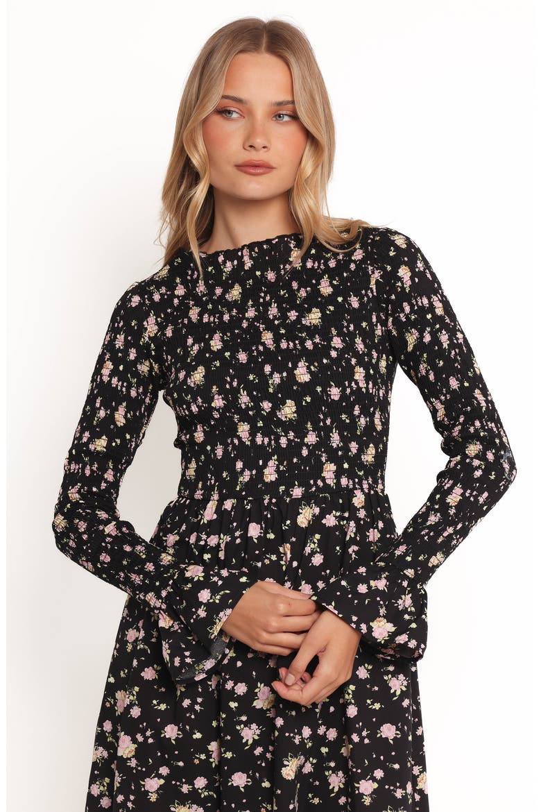 Mairead Long Sleeve Cotton Maxi Dress, Alternate, color, BLACK FLORAL