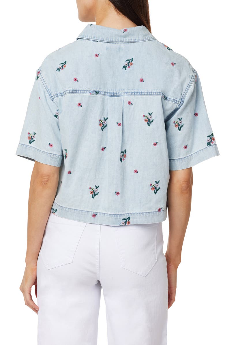 Kensie Embroidered Camp Shirt, Alternate, color,