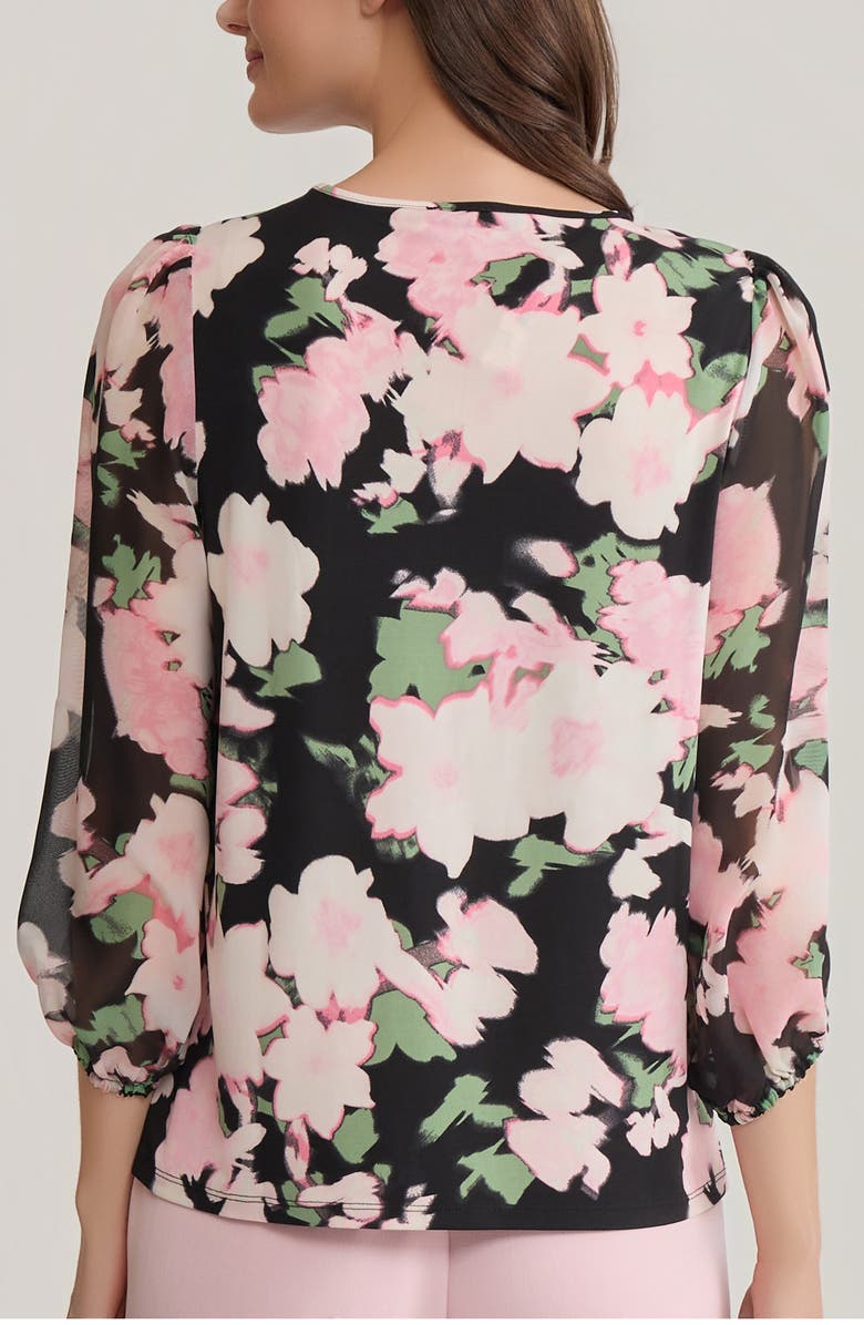 KASPER Floral Shirred Neck Top, Alternate, color, 