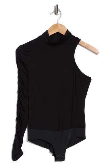 L Agence L'agence Lottie Mock Neck Single Sleeve Bodysuit In Black