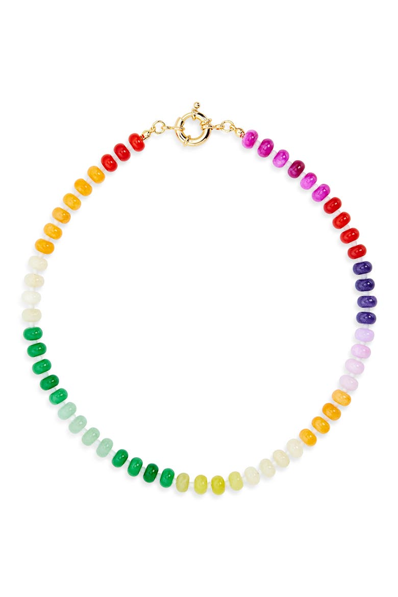 Mariread Multicolor Beaded Necklace, Main, color, GOLD