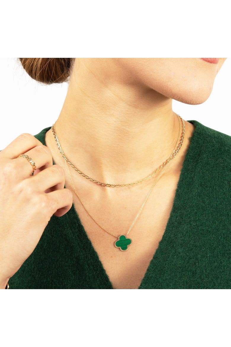 Extra Large Malachite Single Clover Necklace, Alternate, color, Malachite