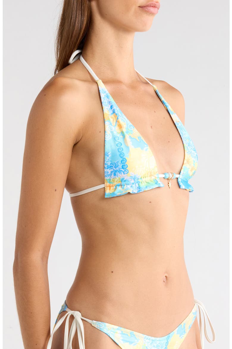 Twin Ruched Halter Bikini Top, Alternate, color, NEON SPLICE