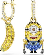 Swarovski Minions® Stuart Banana Mismatched Crystal Hoop Earrings