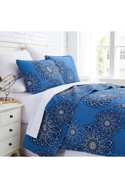 Southshore Fine Linens Midnight Floral Oversized Quilt Cover Set In Blue