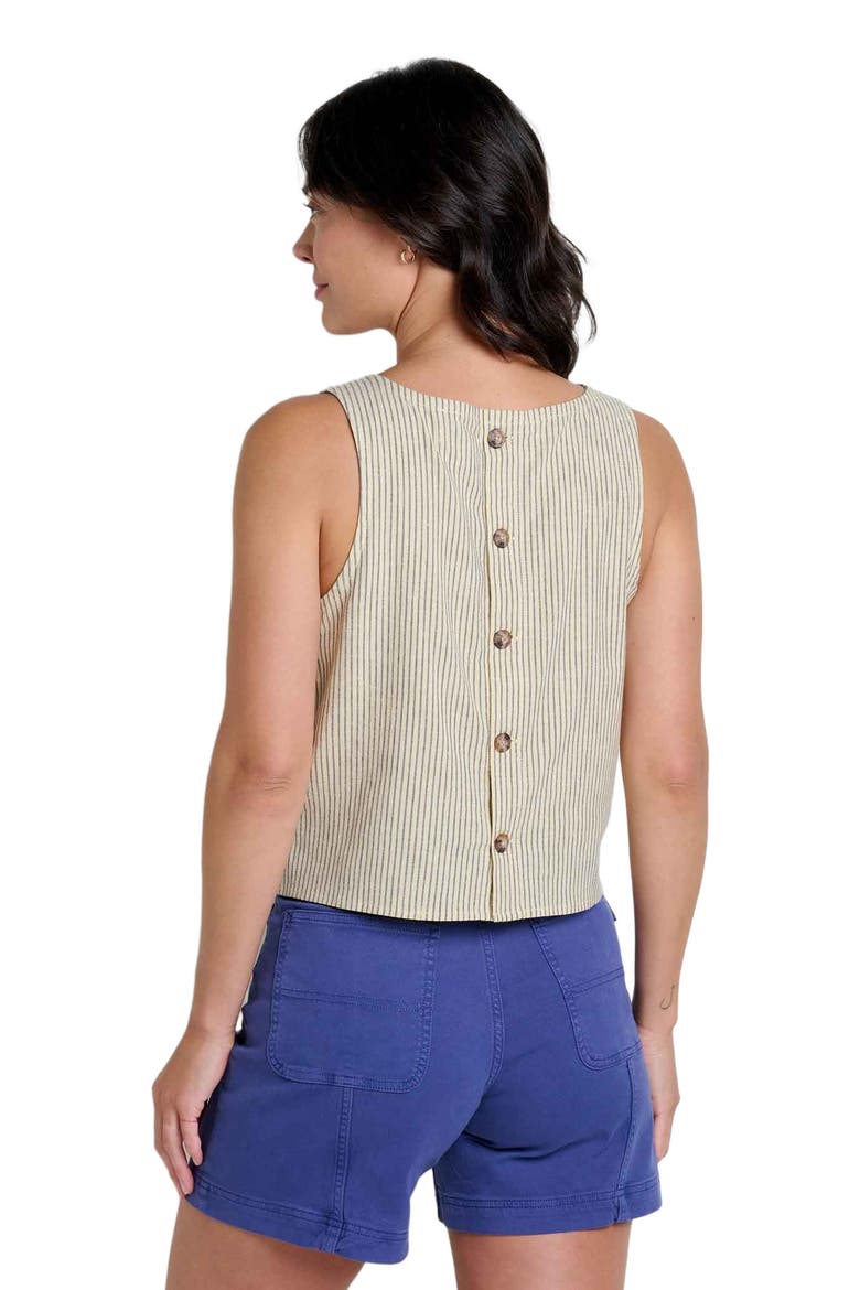 Women's Taj Hemp Button Back Tank, Alternate, color, Barley Railroad Stripe
