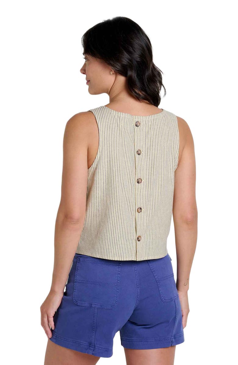 Toad & Co Women's Taj Hemp Button Back Tank, Alternate, color, Barley Railroad Stripe
