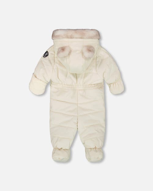 Deux Par Deux Gender Inclusive One-piece Layette Snowsuit Designed For Car Seat In White