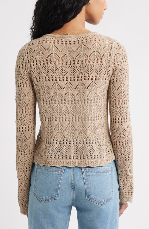 Bp. Fly Away Tie Front Crochet Cardigan In Neutral