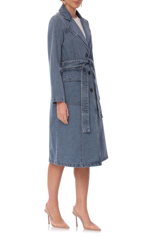 Shop Avec Les Filles Relaxed Blazer Denim Trench Coat In Essex Blue Wash
