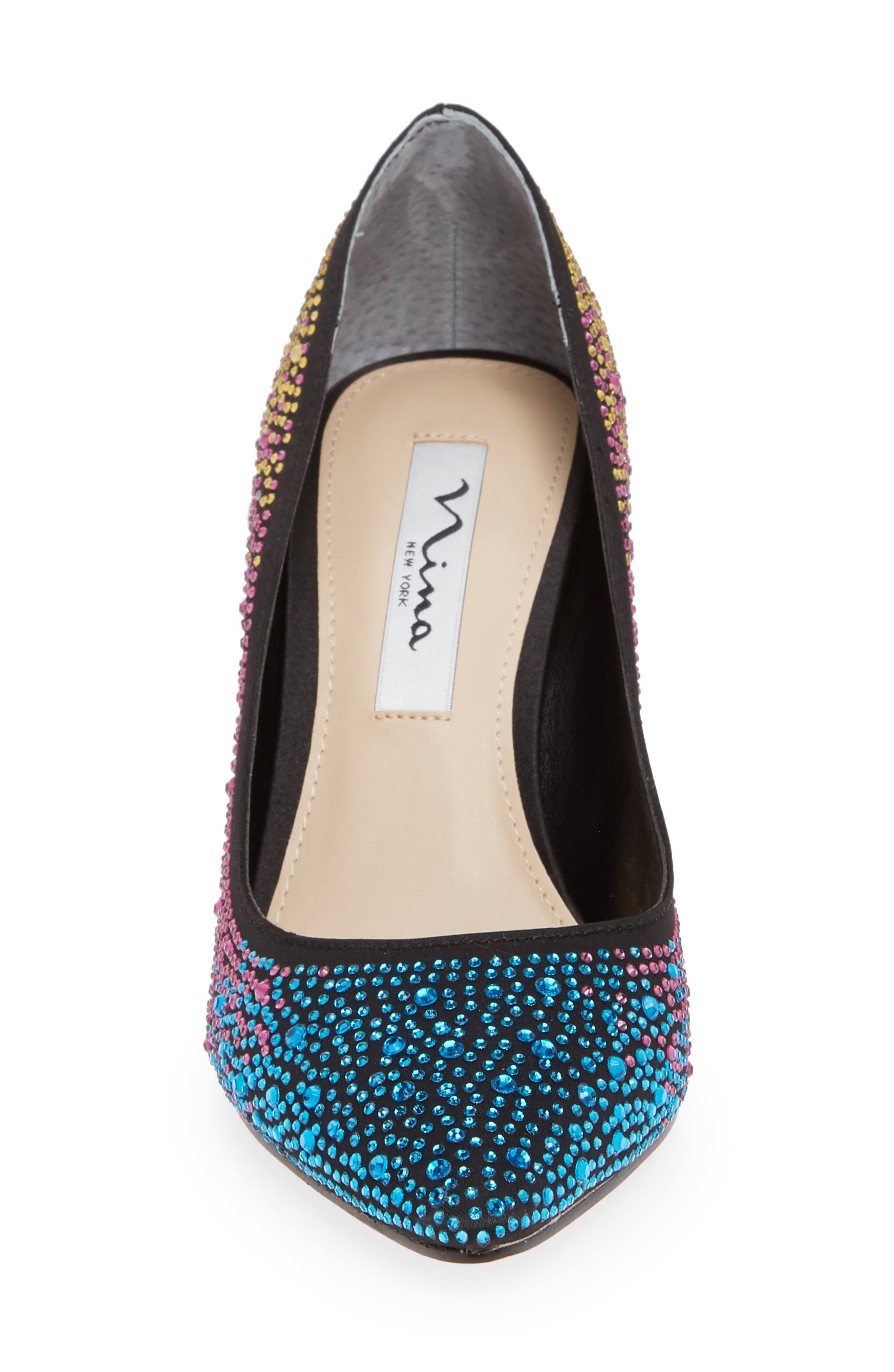 Nina Nickie 2 Crystal Studded Pointy Toe Pump, Alternate, color, 