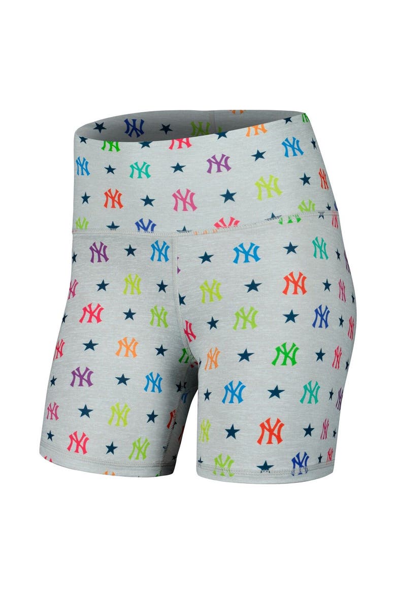 Women's Terez Gray New York Yankees TLC Rainbow Shorts, Alternate, color, Gray