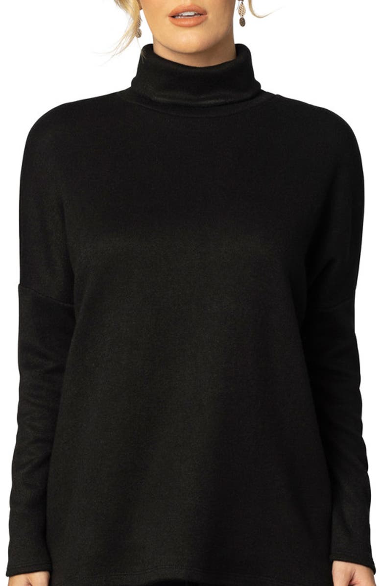 Kiyonna Paris Turtleneck Tunic Sweater, Alternate, color, Black Noir