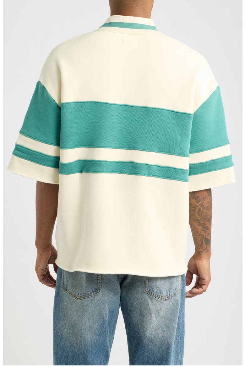 Fleece Panel Polo, Alternate, color, CREAM/ EMERALD