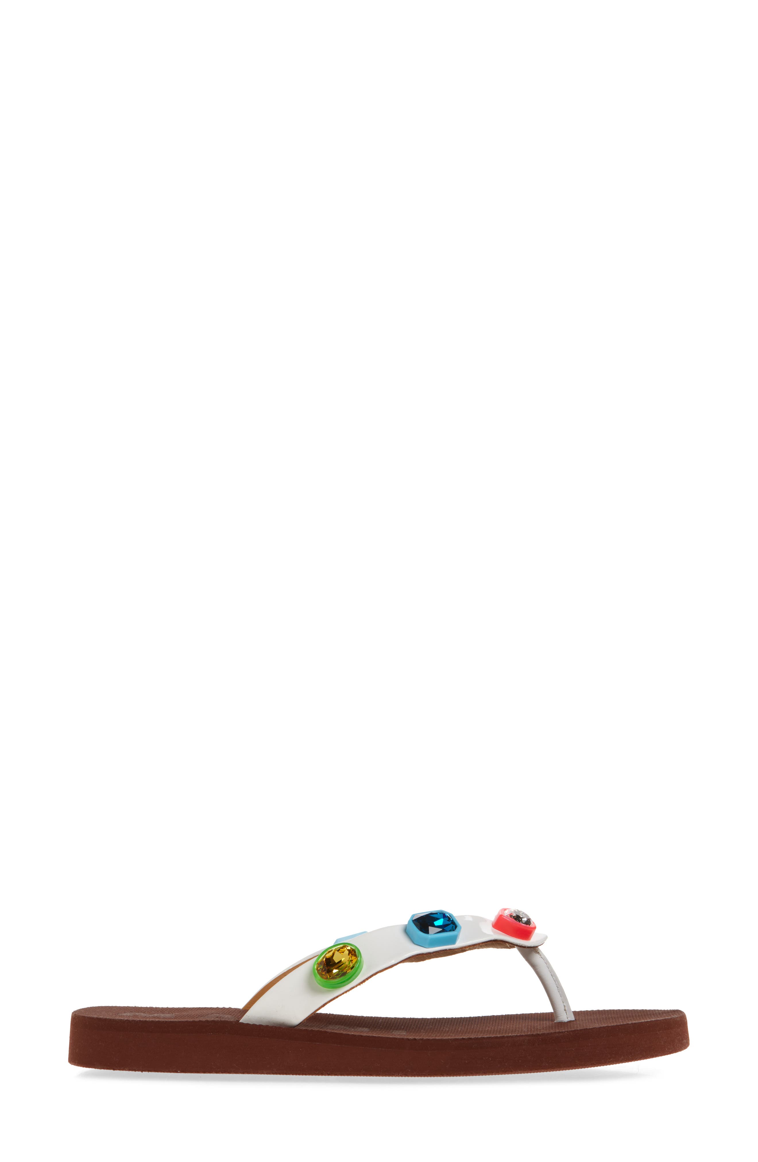 Marni Gem Flip Flop, Alternate, color, Zp216 Lily White/ Brown