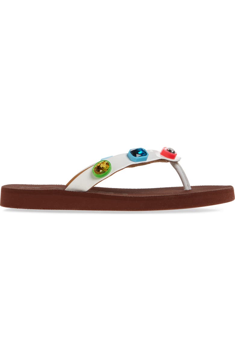 Marni Gem Flip Flop, Alternate, color, Zp216 Lily White/ Brown