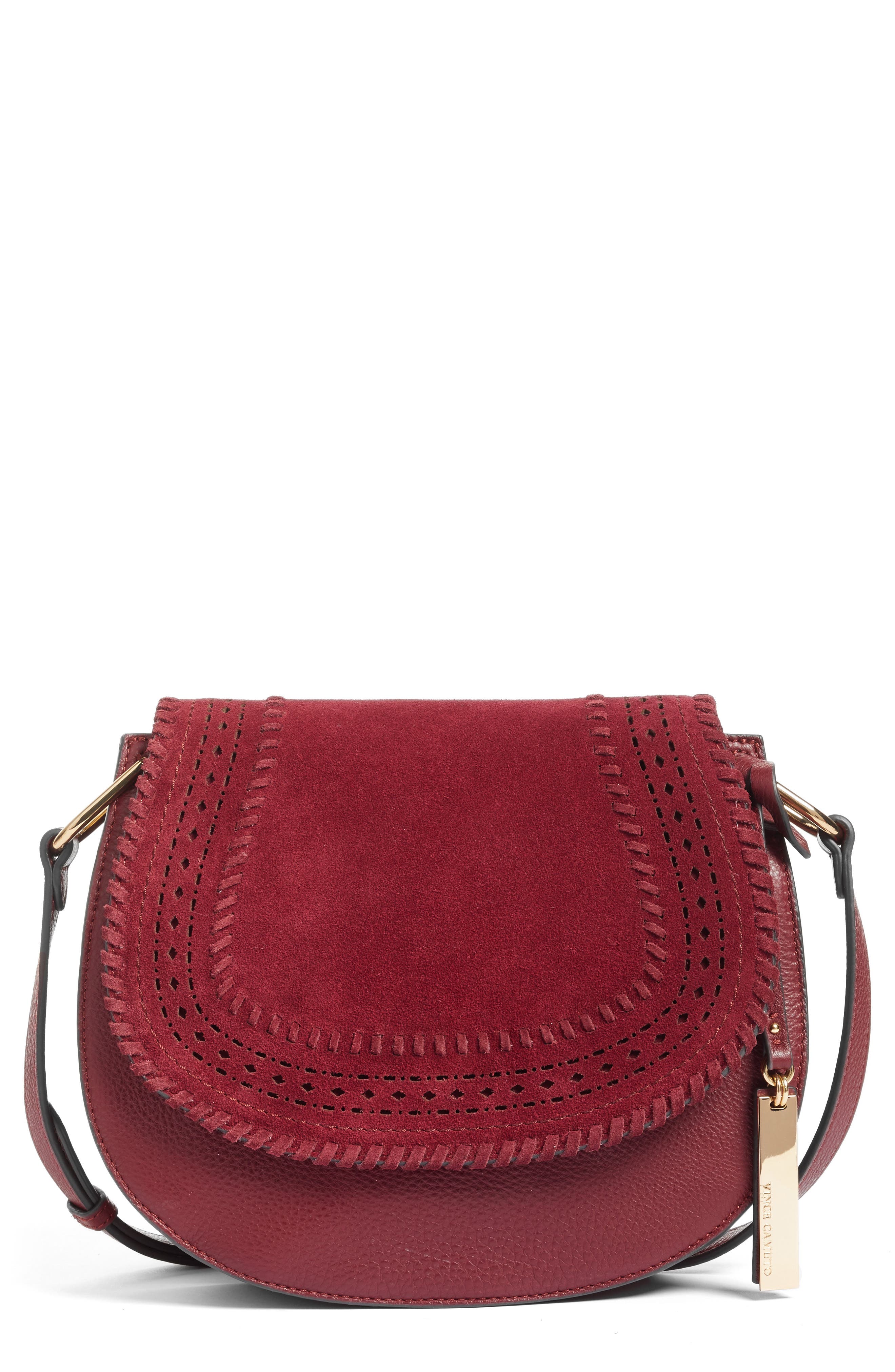 Kirie Suede & Leather Crossbody Saddle Bag (Nordstrom Exclusive), Main, color, SAMBA MATTE