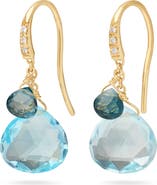 Marco Bicego Paradise 18K Gold Diamond & Blue Topaz Drop Earrings