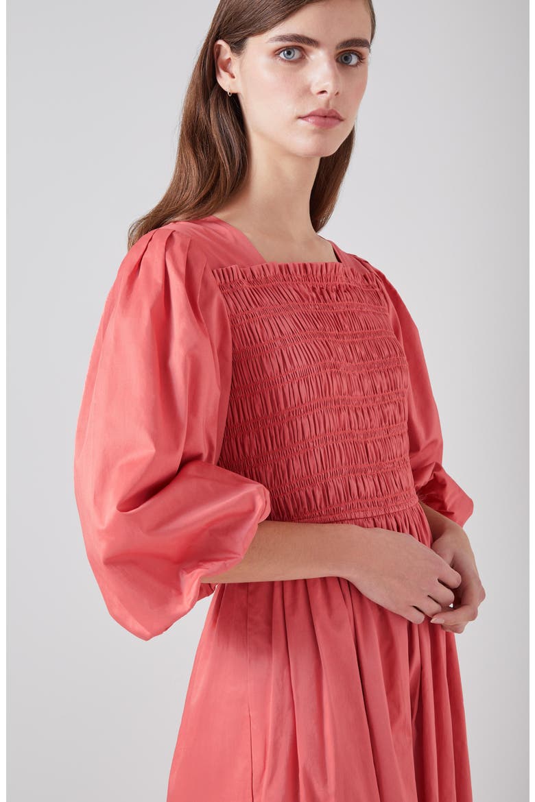 Calister Smocked Midi Dress, Alternate, color, ROSE