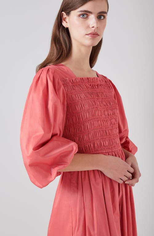 Lk Bennett Calister Smocked Midi Dress In Pink
