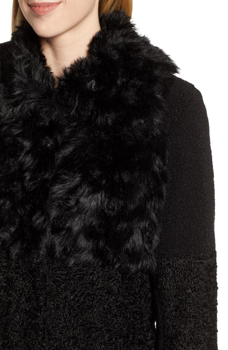 Kensie Faux Fur Patchwork Coat, Alternate, color, 