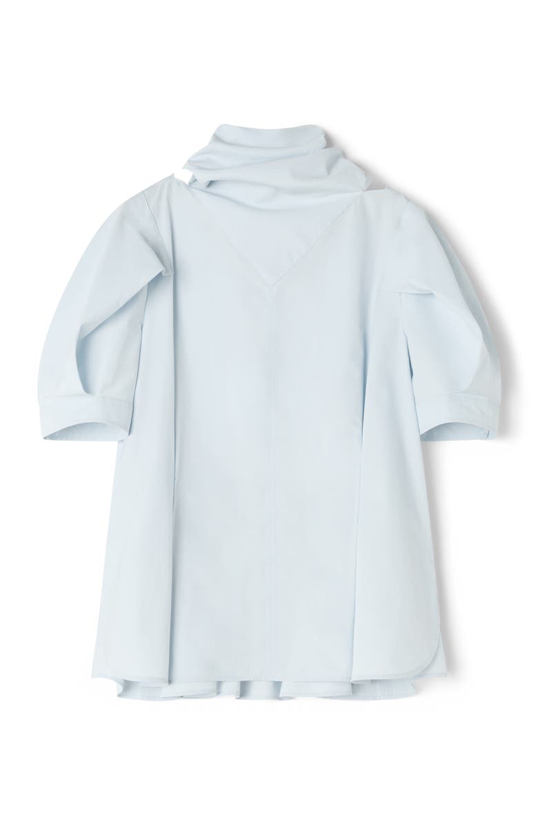 Lanvin Blue Scarf Top In Cotton Poplin, Alternate, color, White, Pale Blue