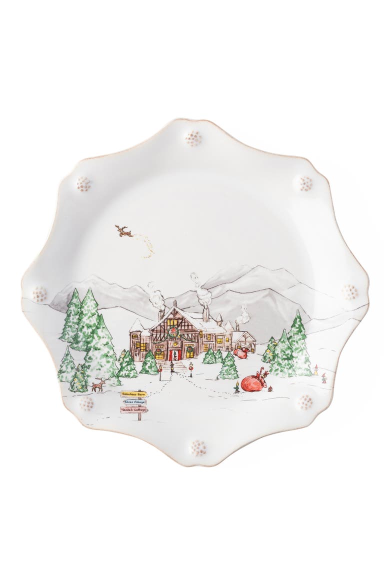 Berry & Thread North Pole Set of 4 Scalloped Dessert/Salad Plates, Alternate, color, MULTI