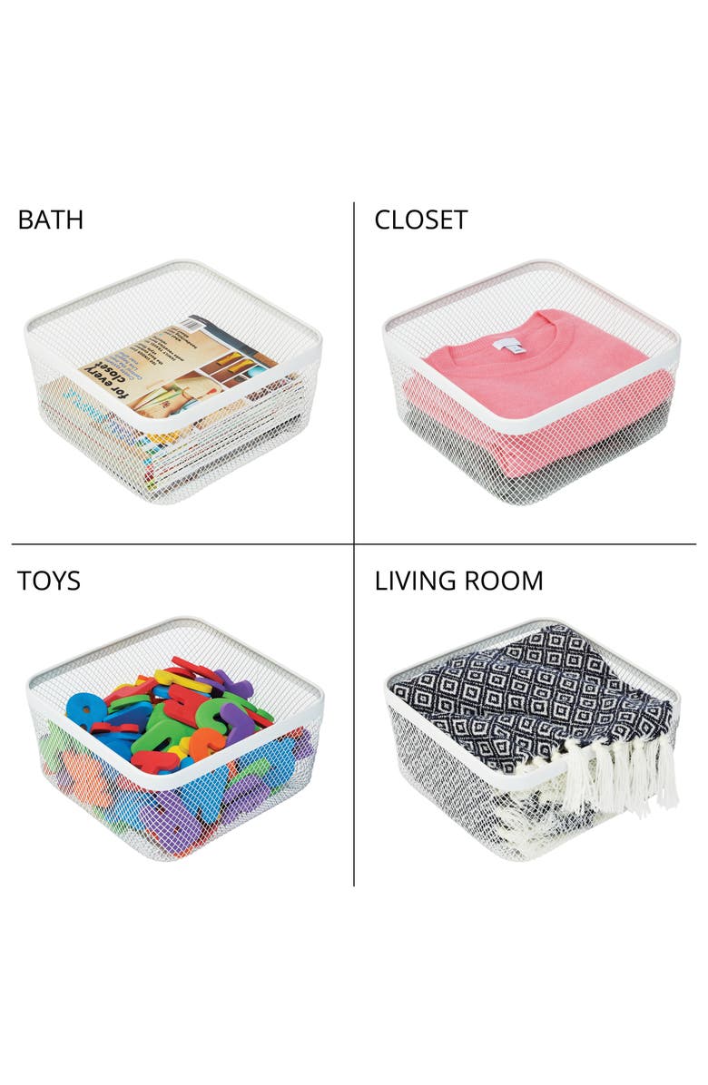 mDesign Metal Mesh Pantry Basket for Kitchen Storage - Set of 4 - White, Alternate, color, White