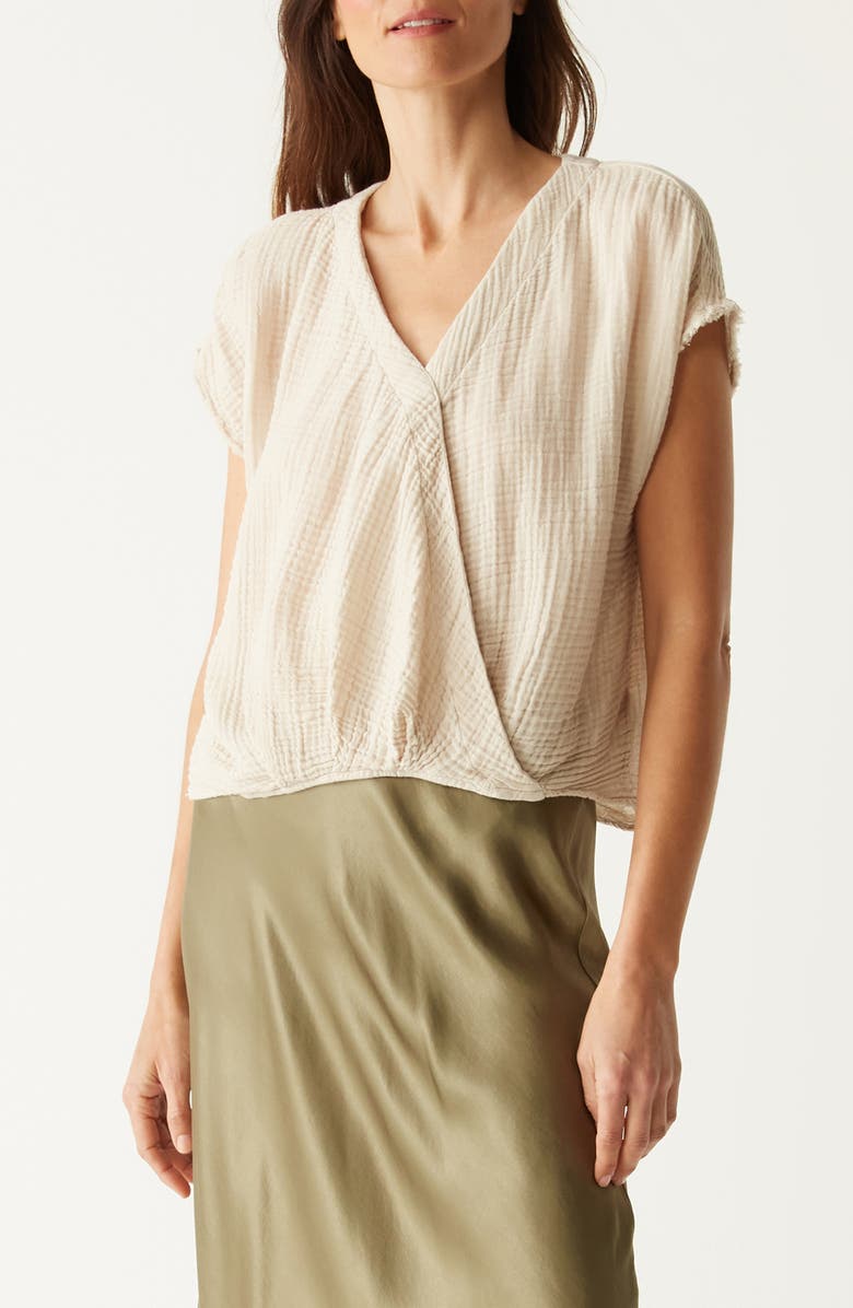 Michael Stars Evie Gauze Faux Wrap Top, Main, color, Cement