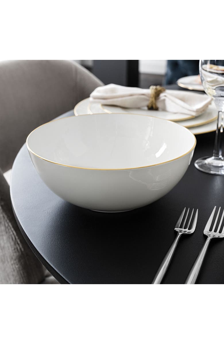 Villeroy & Boch Anmut Gold Round Vegetable Bowl, Alternate, color, White