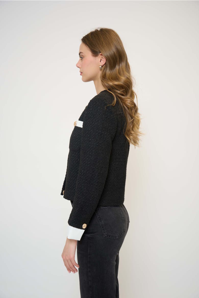 Daphne Cuff Detail Jacket, Alternate, color, BLACK