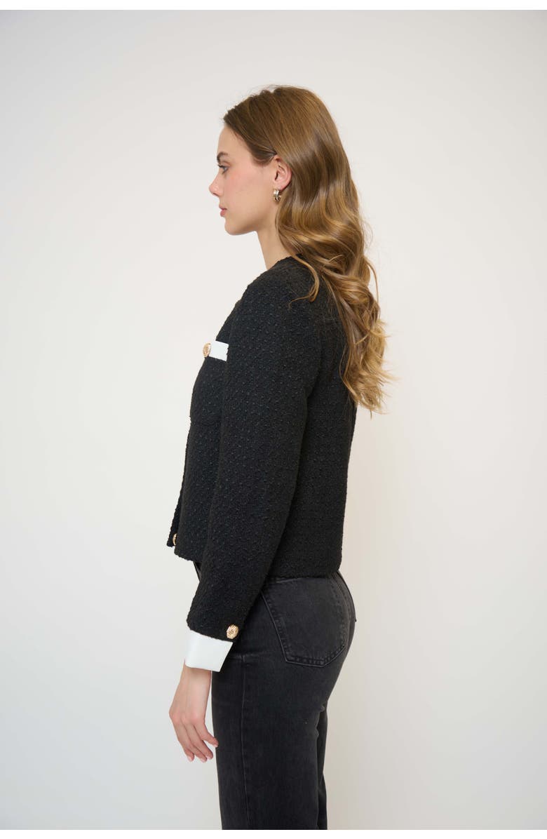 Central Park West Daphne Cuff Detail Jacket, Alternate, color, Black