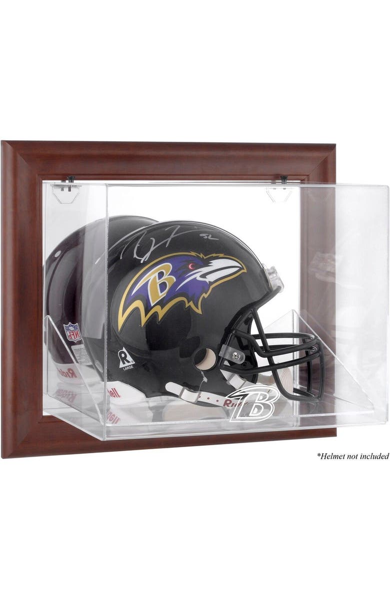 FANATICS AUTHENTIC Baltimore Ravens Brown Framed Wall-Mountable Logo Helmet Case, Main, color, 