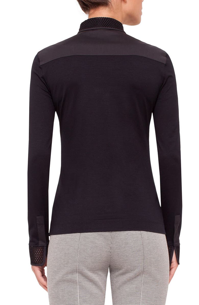 Akris punto Long Sleeve Stretch Cotton Jersey Blouse, Alternate, color,