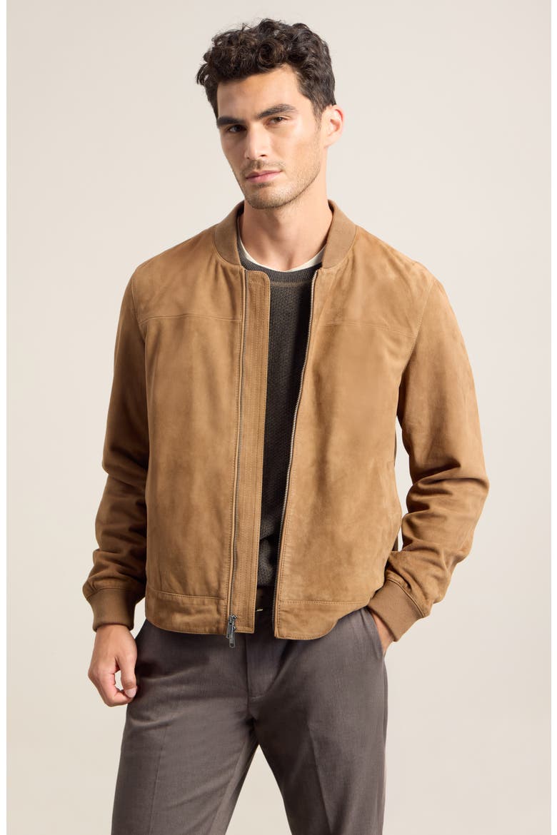 Suede Bomber Jacket, Main, color, BROWN BEAR