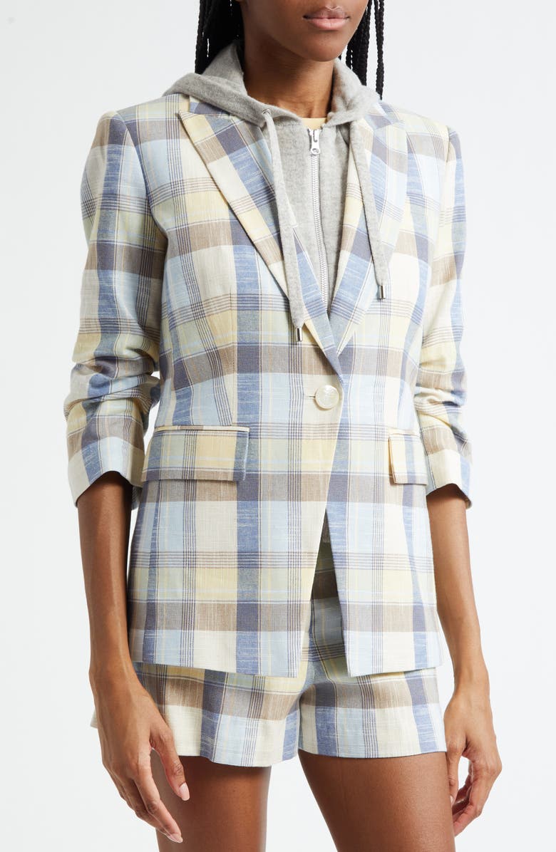 Veronica Beard Clayton Plaid Cotton Blend Dickey Jacket, Alternate, color, Powder Blue Multi