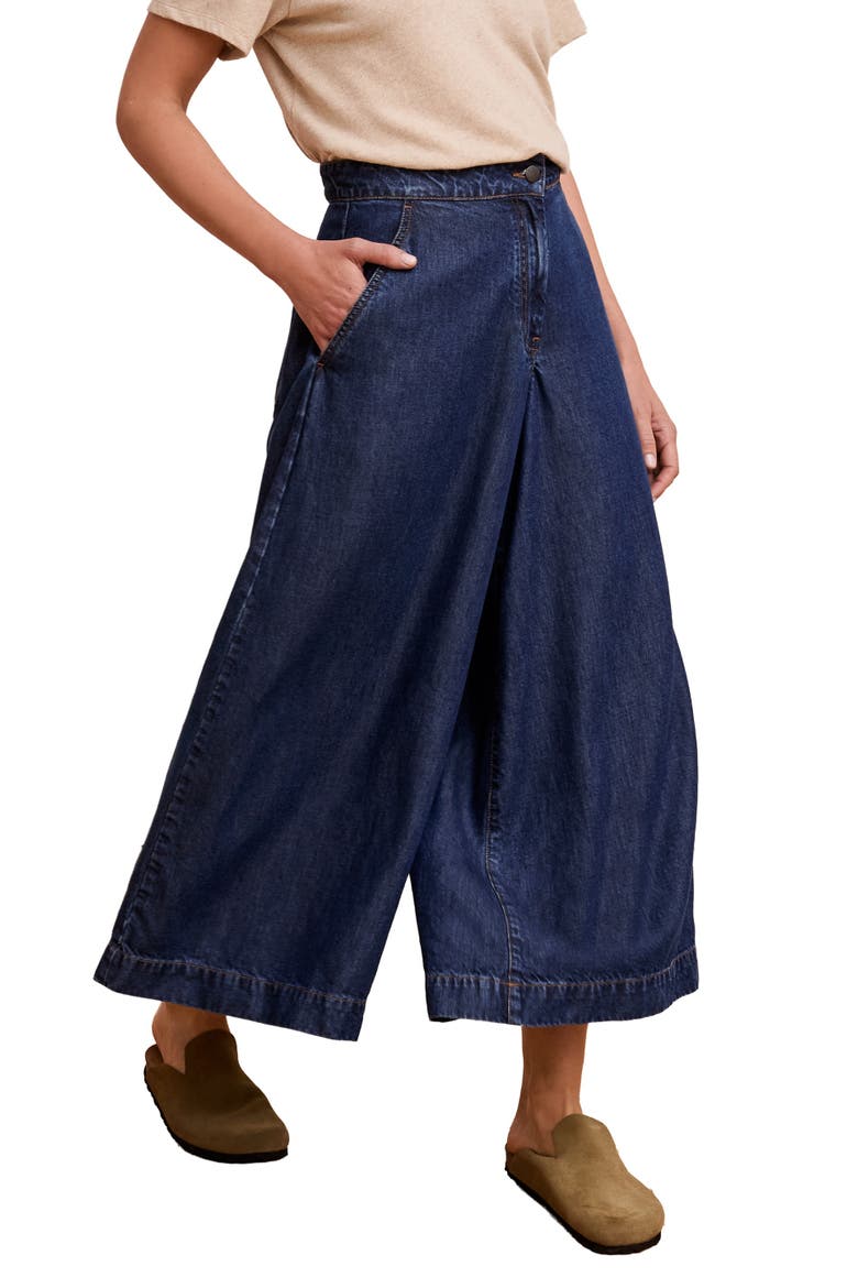 Drape Denim Culotte Pants, Main, color, Indigo Mid Wash