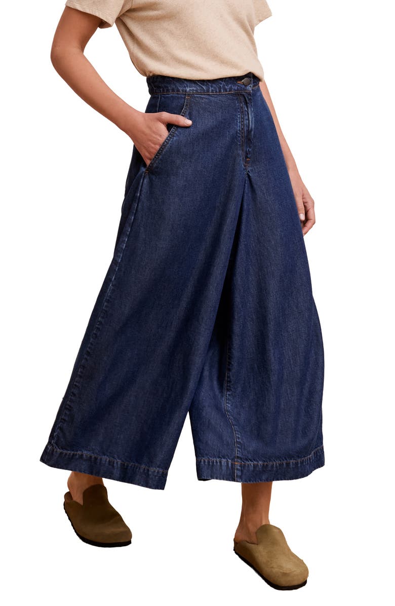 Celtic & Co. Drape Denim Culotte Pants, Main, color, Indigo Mid Wash