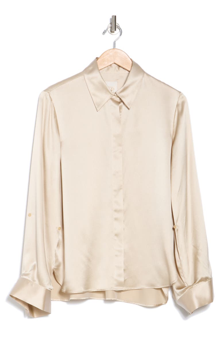 TWP Morning After Silk Button-Up Shirt, Alternate, color, Champagne